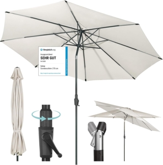 Sekey 350cm Sonnenschirm mit Kurbel und Auto Kippen,Marktschirm für Terrasse,Balkon & Garten,Windfest Stabil UPF 50+,Graubeige,Rund