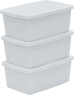 Iris Ohyama Vielseitige Aufbewahrungsboxen, 11L, 3er-Set, Weiß, Deckel leicht schließbar, Stapelbar, Robustes Plastik, Für Schrank, Regale, Klassenzimmer, Organisation, Kunstbedarf, Schuhe, MCB-11