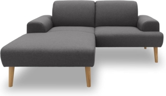 DOMO Collection Salinas Ecksofa mit Federkern, kleines Federkernsofa mit Holzfüßen und schwebender Optik, Sofa, Couch, Eckcouch, Grau, 217x176 cm