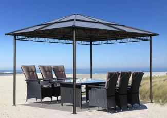 Metall Garten Hardtop Pavillon 3x3 m Doppelstegplatten Polycarbonat Dach Partyzelt Pergola