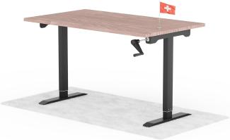 manuell höhenverstellbarer Schreibtisch EASY 140 x 80 cm - Gestell Schwarz, Platte Walnuss