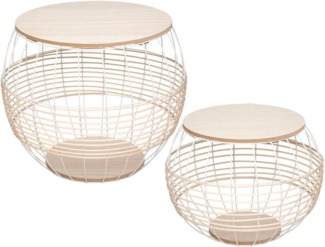 Atmosphera - Set aus 2 Couchtischen - Metall & Rattan - weiß - Weiß