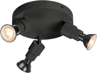SLV PURI 2.0 Basic, Wand- und Deckenaufbauleuchte, rund, 3 x max. 6W GU10, schwarz - Wand- und Deckenleuchten