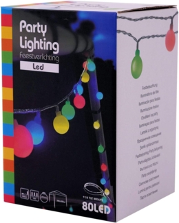 Spetebo LED-Girlande LED Party Lichterkette mit 80 Kugeln - 16 m / bunt, 80-flammig, Festbeleuchtung mit Netzteil