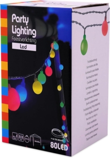 Spetebo LED-Girlande LED Party Lichterkette mit 80 Kugeln - 16 m / bunt, 80-flammig, Festbeleuchtung mit Netzteil