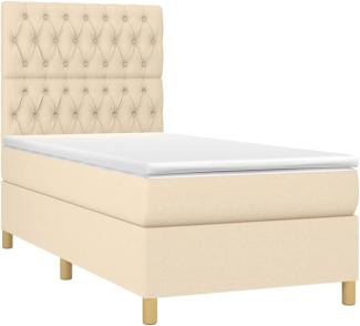 vidaXL Boxspringbett mit Matratze & LED Creme 100x200 cm Stoff 3135658