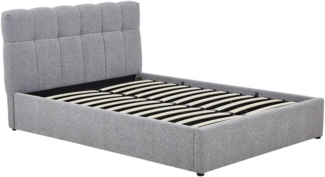 Vente-unique - Bett mit Bettkasten - 140x190 cm - Bouclé-Stoff - Grau - MAZIRI