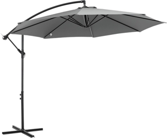 Outsunny Ampelschirm Sonnenschirm mit Handkurbel Wetterbeständig, LxB: 295x295 cm, Handkurbelschirm, Kurbelschirm, Grau Ø2,95 x 2,45H m