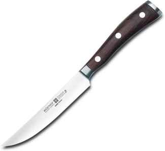 Wüsthof Steakmesser, Ikon (4988), 12 cm Klinge, geschmiedeter Doppelkropf, Edelstahl, Grenadill-Holzgriff, extrem scharfes Fleischmesser