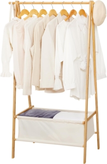 Yorbay Kleiderständer Garderobenständer aus Bambus, 88 x 49 x 149 cm, mit Aufbewahrungsbox, Klappbar