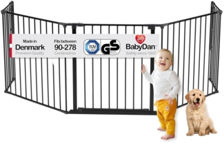 Baby Dan Konfigurationsgitter / Kaminschutzgitter Flex XL 90 - 278 cm, Anthrazit - Hergestellt in Dänemark und vom TÜV GS geprüft