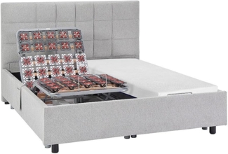 Vente-unique - Dekoratives Bett mit elektrischer Relaxfunktion mit Tellern + Memory-Schaum-Matratze - 2 x 80 x 200 cm - Stoff - Grau - EREGA von YSMÉE