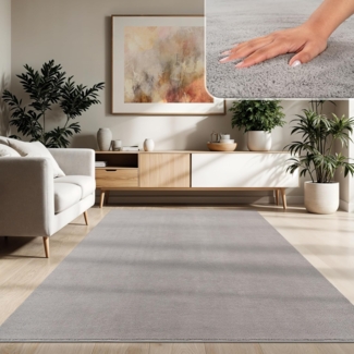 Paco Home Waschbarer Teppich Wohnzimmer Schlafzimmer Kurzflor rutschfest Flauschig Weich Moderne Einfarbige Muster, Grösse:300x400 cm, Farbe:Grau