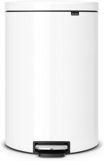 Brabantia FlatBack+ Treteimer, Mülleimer, Abfalleimer, Papierkorb mit Kunststoffeinsatz, Flacher Rücken, Deckel, White, Weiß, 40 L, 485244