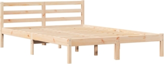 vidaXL Bettgestell mit Kopfteil Braun 220x140 cm Massivholz Kiefer 869780