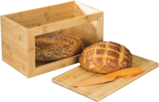 mDesign Brotkasten Brotbox Brotkorb Deckel Schneidebrett Sichtfenster Holz Braun