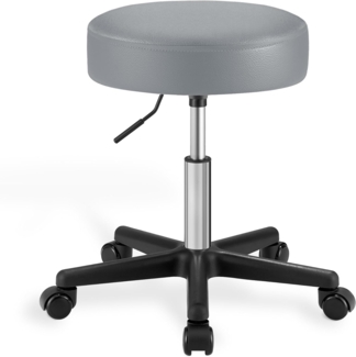 Songmics Barhocker auf Rollen, Barstuhl, höhenverstellbarer, Drehhocker, PU-Bezug, Arbeitshocker für Kosmetikstudios, Friseursalons, Büros, Praxen, Taubengrau LJB061G01