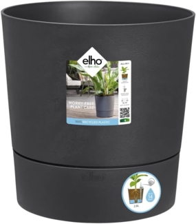 elho Greensense Aqua Care Rund 30 mit Integrierte Wasserspeicher - Blumentopf für Innen & Außen - 100% Recyceltem Plastik - Ø 29.5 x H 29.1 cm - Grau/Holzkohlengrau