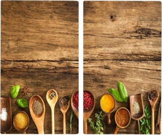 Haushalt International Herd-Abdeckplatte Herdabdeckung, (2 tlg, hygienische Oberfläche - hitzebeständig), Motivauswahl, aus spezialgehärtetem Sicherheitsglas