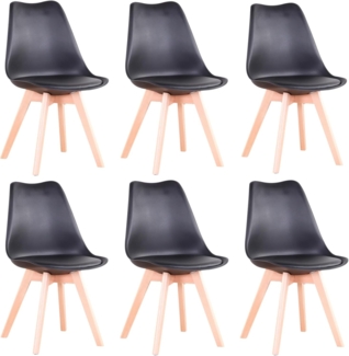 GrandCA HOME 6er-Set Esszimmerstühle, Skandinavische Stühle, Skandinavisches Design, Massivholzbeine, Ergonomisch, für Esszimmer, Wohnzimmer, Küche & Schlafzimmer (Schwarz,6)