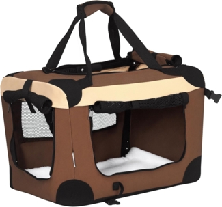 PawHut Tiertransportbox Hundebox, faltbar Hundetasche, Transporttasche, mit Kissen bis 4 kg, Braun 50,5 x 33,5 x 35 cm