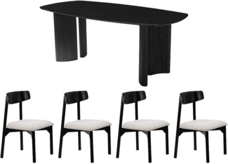 Vente-unique - Set Tisch + 4 Stühle TAMENIA von Maison Céphy - Schwarz & Weiß