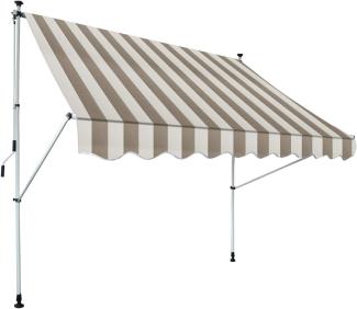 Gardinia Kurbeln, Sonnenschutz für Terrassen oder Balkone Klemm-Markise Föhr, beige-weiß, 250 x 150 cm höhenverstellbar