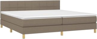 Boxspringbett mit Matratze & LED Stoff Taupe 200 x 200 cm, Härtegrad: H2 [3133745]