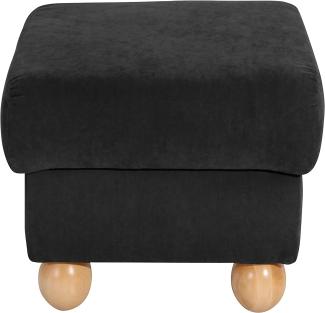 Monarch Hocker Veloursstoff Schwarz Buche Natur