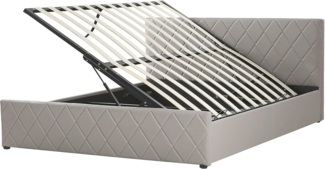 Beliani 'ROCHEFORT' Bett, mit Lattenrost, mit Bettkasten, hochklappbar 180x200 cm Kunstleder