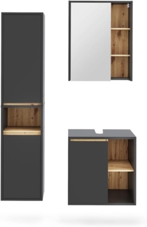 Badmöbel-Set Viola Grau/Artisan 3 Teile Vicco