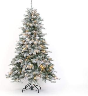 Evergreen Künstlicher Weihnachtsbaum Frost Fichte | Inkl. LEDs & Kunstschnee | Weiß | 180 cm