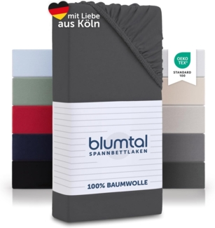 Blumtal® Basics Spannbettlaken 80x200 cm Jersey - Bettlaken 80x200 cm aus 100% Baumwolle - Oeko-TEX zertifiziertes Spannbetttuch 80x200 cm - Matratzenbezug 80x200 cm - Leintuch 80x200 cm - Anthrazit