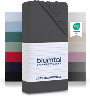 Blumtal® Basics Spannbettlaken 80x200 cm Jersey - Bettlaken 80x200 cm aus 100% Baumwolle - Oeko-TEX zertifiziertes Spannbetttuch 80x200 cm - Matratzenbezug 80x200 cm - Leintuch 80x200 cm - Anthrazit