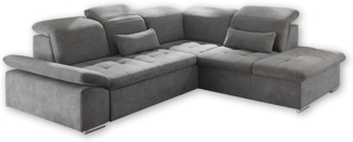 Ecksofa Couch WAYNE Sofa Schlafcouch Bettsofa Sofabett dunkelgrau L-Form rechts