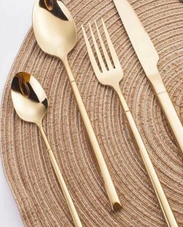 Besteckset 36 teilig für 6 Personen Edelstahl 18/10 Silber Nickelfrei Rostfrei Mehrzweck Einsatz für Zuhause Messer Gabel Löffel Küche Restaurant, gold