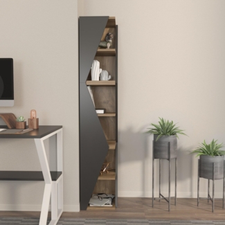 Stylish Bookshelf, Black & Walnut, 31.8 x 165 x 31.8 cm | 100% Melamine Coated Particle Board, 18 mm Thick | Perfect for Modern Home & Office Decor