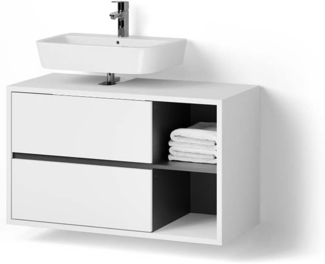 Livinity® Waschbeckenunterschrank Vomano, Weiß/Anthrazit, 100 x 60 cm
