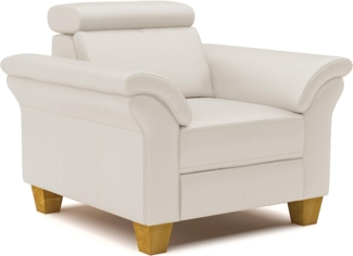 CAVADORE Echtleder-Sessel Ammerland / Sessel im Landhaus-Stil mit Federkern + Kopfteilverstellung / 101 x 84 x 93 / Leder Weiß