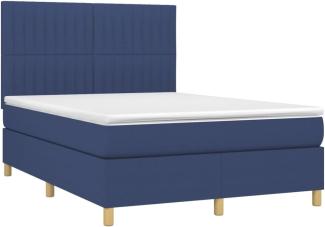 vidaXL Boxspringbett mit Matratze Blau 140x190 cm Stoff 3142495