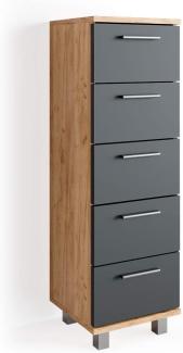 Vicco Beistellschrank Ilias 95 x 30 cm - Midischrank Badezimmerschrank Badschrank Schrank Regal Eiche Anthrazit