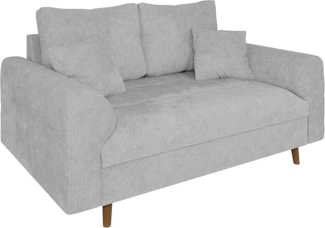 S-Style Möbel 2-Sitzer Sofa Kristian mit Braun Holzfüßen aus Chenille-Stoff, mit Wellenfederung