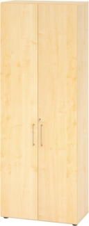 bümö® smart Aktenschrank abschließbar aus Holz | Büroschrank für Aktenordner | Büro Schrank System für Ordner | Flügeltürenschrank inkl. Einlegeböden (Ahorn, 6 Ordnerhöhen)