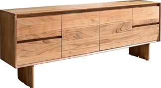 Lowboard Elandor 175 cm Akazie Natur 2 Türen 4 Schubladen Holzfuß