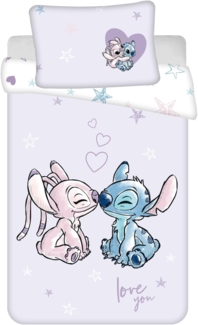 Lilo & Stitch Bettwäsche Lilo und Stitch BABY Wende Bettwäsche Kopfkissen Bettdecke Set 100x135, Baumwolle, 2 teilig