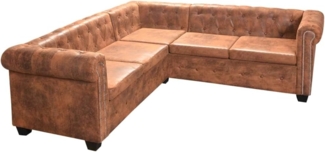vidaXL Chesterfield-Ecksofa 5-Sitzer Braun Kunstleder 287914