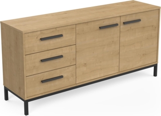 Calicosy 'CRAFT' Sideboard mit 2 Türen und 3 Schubladen, Eichedekor - L152,5 cm - Helles Holz