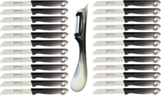 SMI Schälmesser Solingen 24-tlg Schälmesser mit Sparschäler Gemüsemesser Obstmesser, Wellenschliff, Rechts- und Linkshänder nach klingen wechseln
