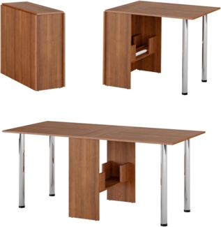 Rodnik Esstisch "Amelie", Nussbaum, Funktionstisch, Spanplatte, platzsparend, ausklappbar, 170cmx81cm