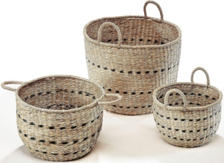 Kobolo Aufbewahrungskorb Dekokorb Set aus Seegras mit Griffen